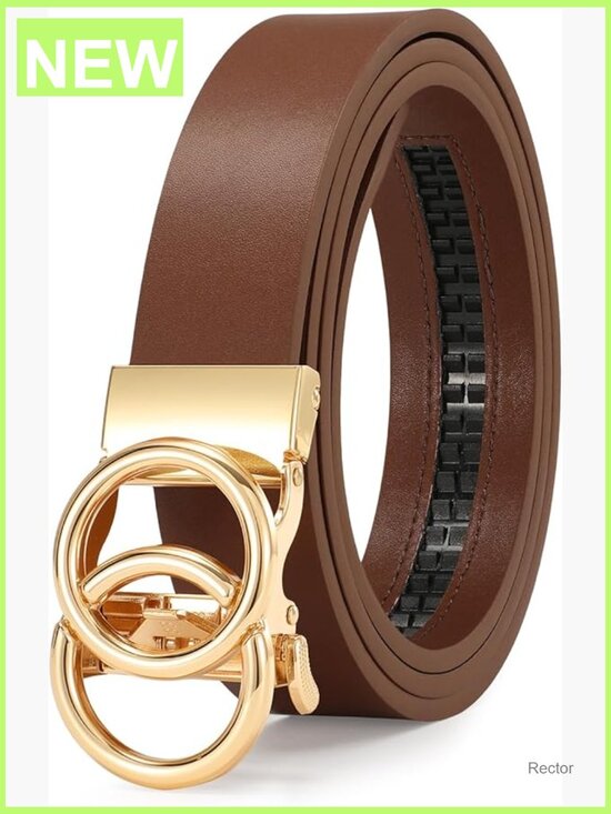 Faux Leather Ratchet Belt for Women - No Hole Design, Adjustable 1.2\